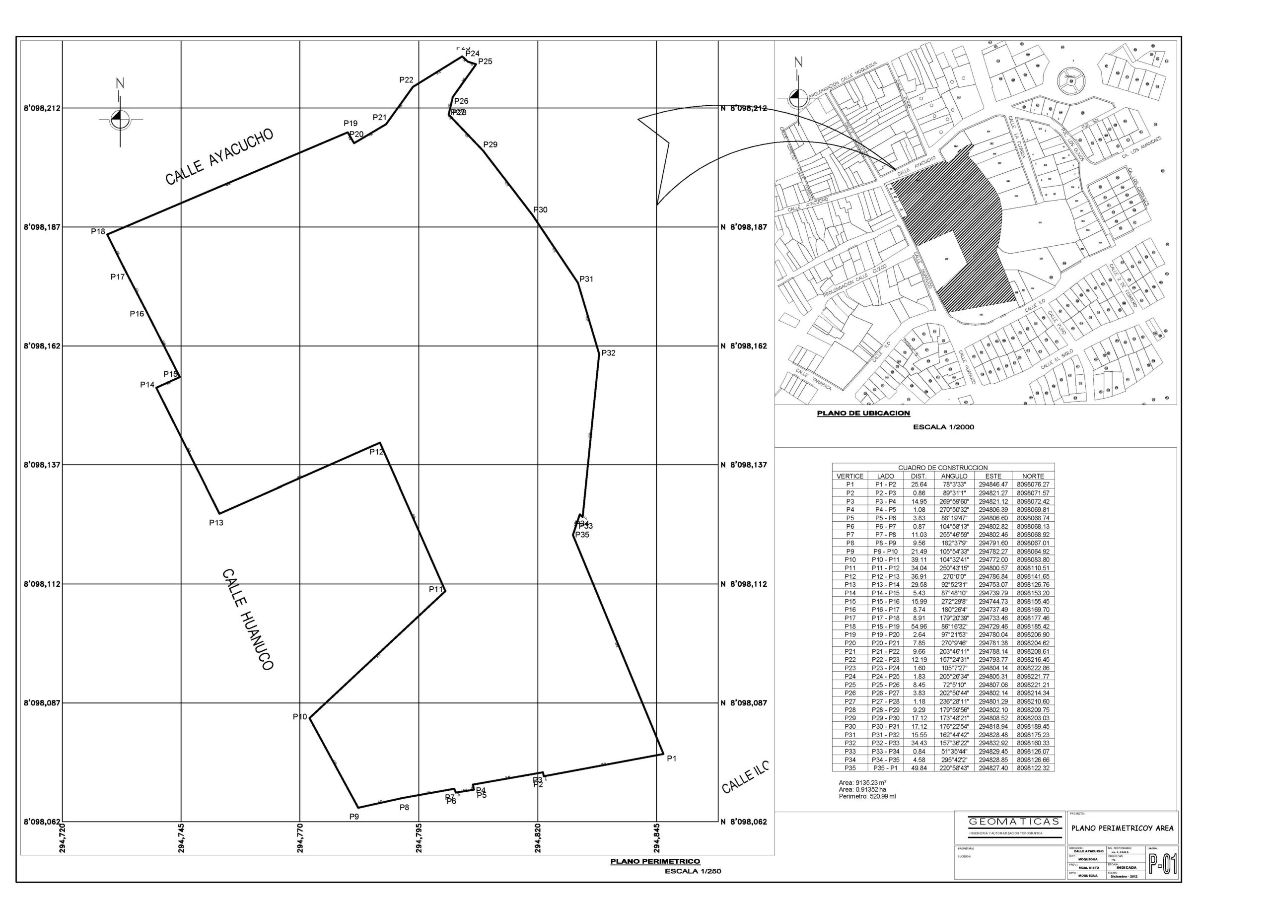 Plano terreno moquegua